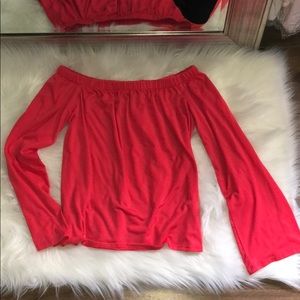 Long sleeve off the shoulder